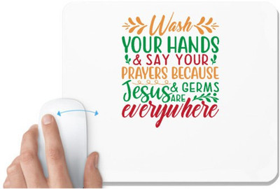 UDNAG White Mousepad 'Christmas | wash your hands &say your prayer because & germes are everywhere' for Computer / PC / Laptop [230 x 200 x 5mm] Mousepad(White)