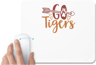 UDNAG White Mousepad 'Tiger | go tigers' for Computer / PC / Laptop [230 x 200 x 5mm] Non Slip Base Mousepad(White)