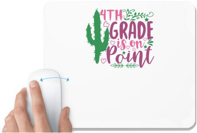 UDNAG White Mousepad 'Teacher Student | 4th grade is on point' for Computer / PC / Laptop [230 x 200 x 5mm] Non Slip Base Mousepad(White)