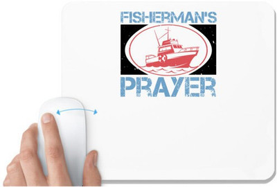 UDNAG White Mousepad 'Fishing | Fisherman’s Prayer' for Computer / PC / Laptop [230 x 200 x 5mm] Non Slip Base Mousepad(White)
