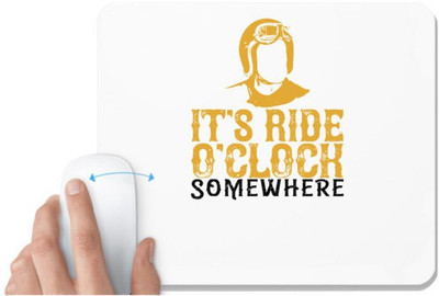 UDNAG White Mousepad 'Motorcycle | it’s ride o’clock somewhere' for Computer / PC / Laptop [230 x 200 x 5mm] Non Slip Base Mousepad(White)