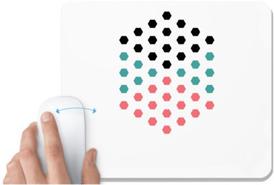 UDNAG White Mousepad 'Black blue orange dots | Drawing' for Computer / PC / Laptop [230 x 200 x 5mm] Non Slip Base Mousepad(White)