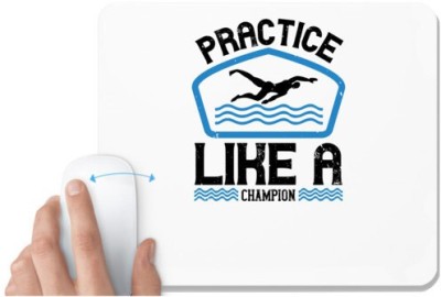 UDNAG White Mousepad 'Swimming | Practice like a champion' for Computer / PC / Laptop [230 x 200 x 5mm] Mousepad(White)