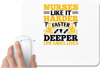 UDNAG White Mousepad 'Nurse | nurses like it harder' for Computer / PC / Laptop [230 x 200 x 5mm] Non Slip Base Mousepad(White)