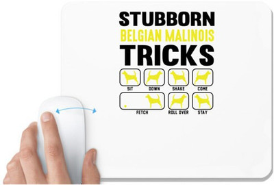 UDNAG White Mousepad 'Dogs | Stubborn traicks' for Computer / PC / Laptop [230 x 200 x 5mm] Non Slip Base Mousepad(White)