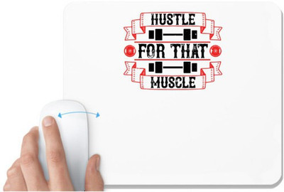 UDNAG White Mousepad 'Gym | Hustle for that muscle' for Computer / PC / Laptop [230 x 200 x 5mm] Non Slip Base Mousepad(White)