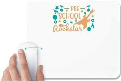 UDNAG White Mousepad 'Teacher Student | pre school rockstar' for Computer / PC / Laptop [230 x 200 x 5mm] Non Slip Base Mousepad(White)