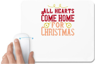 UDNAG White Mousepad 'Christmas | All hearts come home for Christmas copy' for Computer / PC / Laptop [230 x 200 x 5mm] Non Slip Base Mousepad(White)