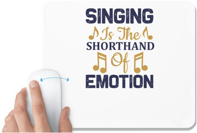 UDNAG White Mousepad 'Music | Singing is the' for Computer / PC / Laptop [230 x 200 x 5mm] Non Slip Base Mousepad(White)
