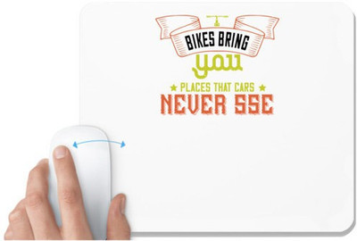 UDNAG White Mousepad 'Rider | bikes bring you places that cars never sse' for Computer / PC / Laptop [230 x 200 x 5mm] Non Slip Base Mousepad(White)