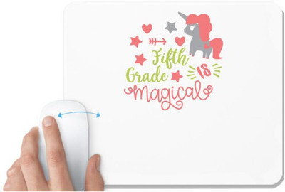 UDNAG White Mousepad 'Teacher Student | Fifth grade is magical' for Computer / PC / Laptop [230 x 200 x 5mm] Non Slip Base Mousepad(White)