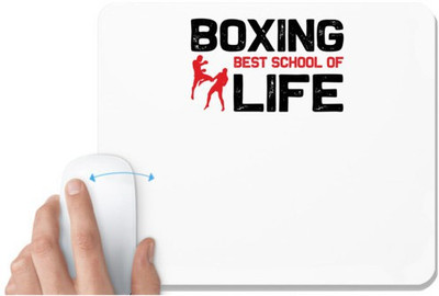 UDNAG White Mousepad 'Boxing | Boxing best' for Computer / PC / Laptop [230 x 200 x 5mm] Non Slip Base Mousepad(White)