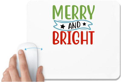 UDNAG White Mousepad 'Christmas | merry and bright1' for Computer / PC / Laptop [230 x 200 x 5mm] Mousepad(White)