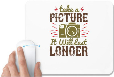 UDNAG White Mousepad 'Cameraman | Take a picture it will last longer' for Computer / PC / Laptop [230 x 200 x 5mm] Non Slip Base Mousepad(White)