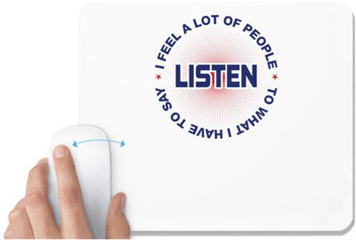 UDNAG White Mousepad 'Listen | Donalt Trump' for Computer / PC / Laptop [230 x 200 x 5mm] Non Slip Base Mousepad(White)