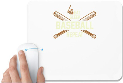 UDNAG White Mousepad 'Baseball | Eat copy 3' for Computer / PC / Laptop [230 x 200 x 5mm] Non Slip Base Mousepad(White)