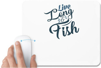 UDNAG White Mousepad 'Fishing | Live long' for Computer / PC / Laptop [230 x 200 x 5mm] Non Slip Base Mousepad(White)
