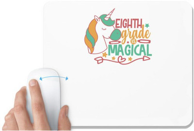 UDNAG White Mousepad 'Teacher Student | 8th grade is magical' for Computer / PC / Laptop [230 x 200 x 5mm] Non Slip Base Mousepad(White)
