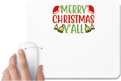 UDNAG White Mousepad 'Christmas | merry chrismas y’alll' for Computer / PC / Laptop [230 x 200 x 5mm] Non Slip Base Mousepad(White)
