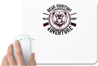 UDNAG White Mousepad 'Hunting | bear hunting adventure' for Computer / PC / Laptop [230 x 200 x 5mm] Non Slip Base Mousepad(White)