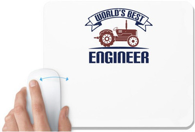 UDNAG White Mousepad 'Engineer | world's best engineer' for Computer / PC / Laptop [230 x 200 x 5mm] Non Slip Base Mousepad(White)