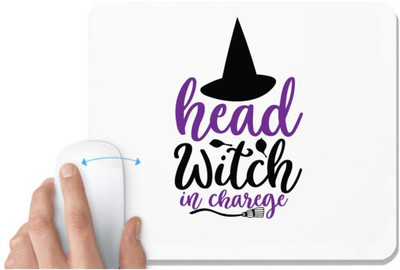 UDNAG White Mousepad 'Witch | head witch in charge' for Computer / PC / Laptop [230 x 200 x 5mm] Non Slip Base Mousepad(White)