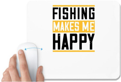 UDNAG White Mousepad 'Fishing | Be Happy and Go For Fishing02' for Computer / PC / Laptop [230 x 200 x 5mm] Mousepad(White)