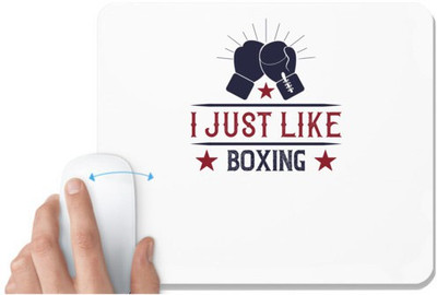 UDNAG White Mousepad 'Boxing | I just like boxing' for Computer / PC / Laptop [230 x 200 x 5mm] Non Slip Base Mousepad(White)