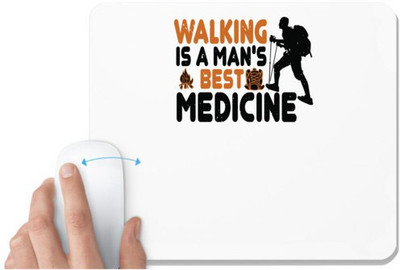 UDNAG White Mousepad 'Adventure | Walking is a man's best medicine' for Computer / PC / Laptop [230 x 200 x 5mm] Non Slip Base Mousepad(White)