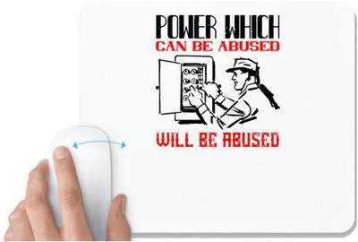 UDNAG White Mousepad 'Electrical Engineer | Power which can be abused will be abused' for Computer / PC / Laptop [230 x 200 x 5mm] Non Slip Base Mousepad(White)