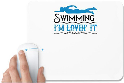 UDNAG White Mousepad 'Swimming | swimming I’m lovin’ it' for Computer / PC / Laptop [230 x 200 x 5mm] Non Slip Base Mousepad(White)