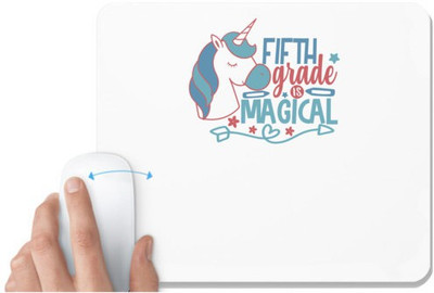 UDNAG White Mousepad 'Teacher Student | 5th grade is magical' for Computer / PC / Laptop [230 x 200 x 5mm] Non Slip Base Mousepad(White)