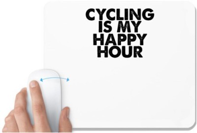 UDNAG White Mousepad 'Cycling | cycling is my happy hour' for Computer / PC / Laptop [230 x 200 x 5mm] Mousepad(White)