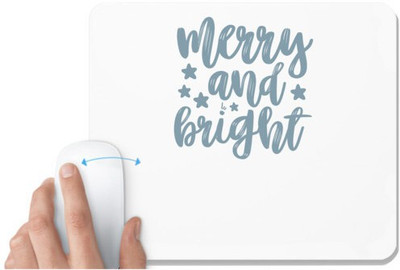 UDNAG White Mousepad 'Christmas | merry and bright3' for Computer / PC / Laptop [230 x 200 x 5mm] Non Slip Base Mousepad(White)