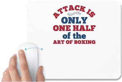 UDNAG White Mousepad 'Boxing | Attack is only one half of the art of boxing' for Computer / PC / Laptop [230 x 200 x 5mm] Mousepad(White)