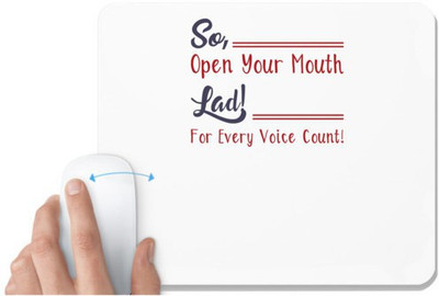 UDNAG White Mousepad 'Open your mouth for every voice count | Dr. Seuss' for Computer / PC / Laptop [230 x 200 x 5mm] Mousepad(White)