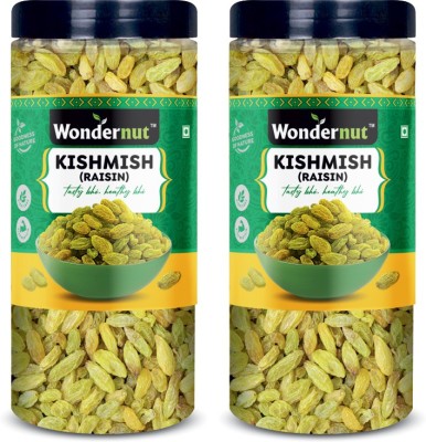 Wondernut Green Raisins (Kishmish) Premium Dry Fruit Seedless Raisins(500 g)