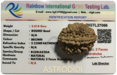 Astrodidi 2 Mukhi Rudraksha Two Face Rudraksha Lab Certified Wood Pendant