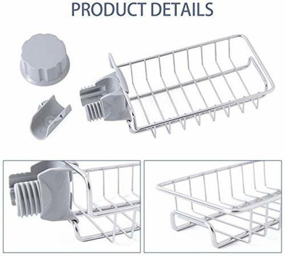 PGK TRADERS Faucet Storage Racks Adjustable Sink Rag Sponge Draining Rack Steel Wall Shelf(Number of Shelves - 2, Multicolor)