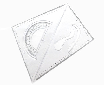 Antiquity SET SQUARE 10 X 12 INCH Ruler Transparent Scale WITH TRANSPARENT Ruler(Set of 2, White)