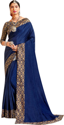 shiwaye Self Design, Solid/Plain Bollywood Art Silk Saree(Dark Blue)