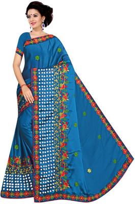 bhavika silk mills Embroidered Bollywood Georgette Saree(Blue)
