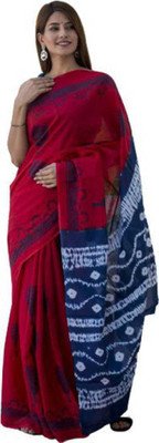 NIKHILAM Printed Handloom Pure Cotton Saree(Maroon)