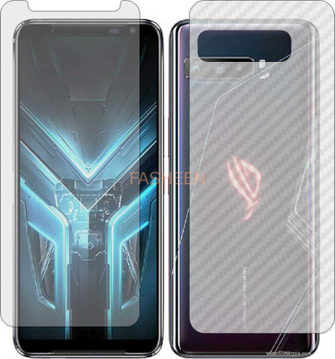 Fasheen Front and Back Tempered Glass for ROG PHONE 3 STRIX ASUS I003DD (Front Matte Finish & Back 3d Carbon Fiber)(Pack of 2)