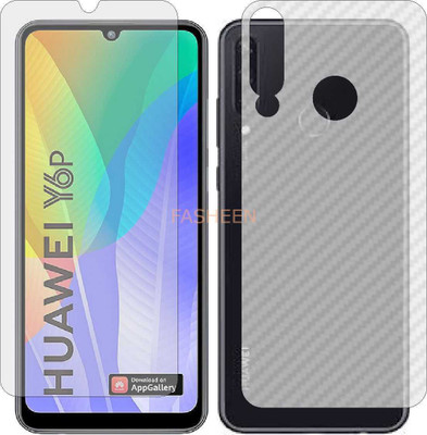 Fasheen Front and Back Tempered Glass for HUAWEI Y6P (Front Matte Finish & Back 3d Carbon Fiber)(Pack of 2)