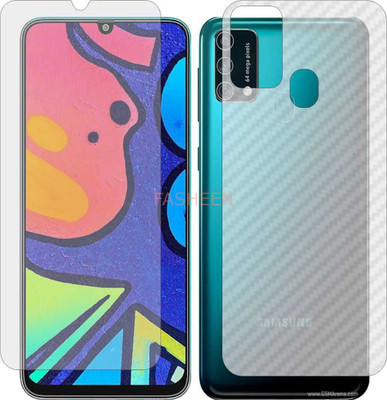 Fasheen Front and Back Tempered Glass for SAMSUNG GALAXY F41 (Front Matte Finish & Back 3d Carbon Fiber)(Pack of 2)