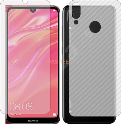 Fasheen Front and Back Tempered Glass for HONOR Y7 2019 (Front Matte Finish & Back 3d Carbon Fiber)(Pack of 2)