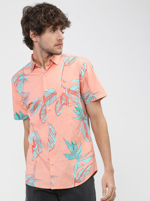 HIGHLANDER Men Printed Casual Pink Shirt