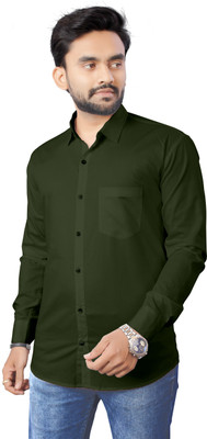 RAHUL CREATION Men Solid Casual Dark Green Shirt