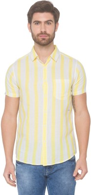 Spykar Men Striped Casual Yellow Shirt